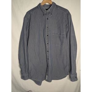 Eddie‎ Bauer Mens Denim Button Down Shirt Size LT iridescent Work Barn Chore